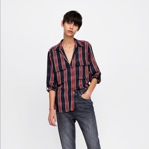 Zara pocket plaid shirt